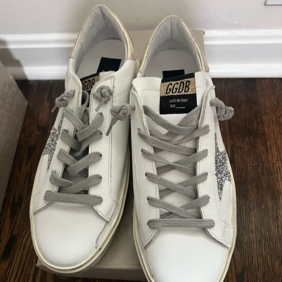 NWT Golden Goose High Star Sneakers in Silver Glitter - Picture 2 of 12